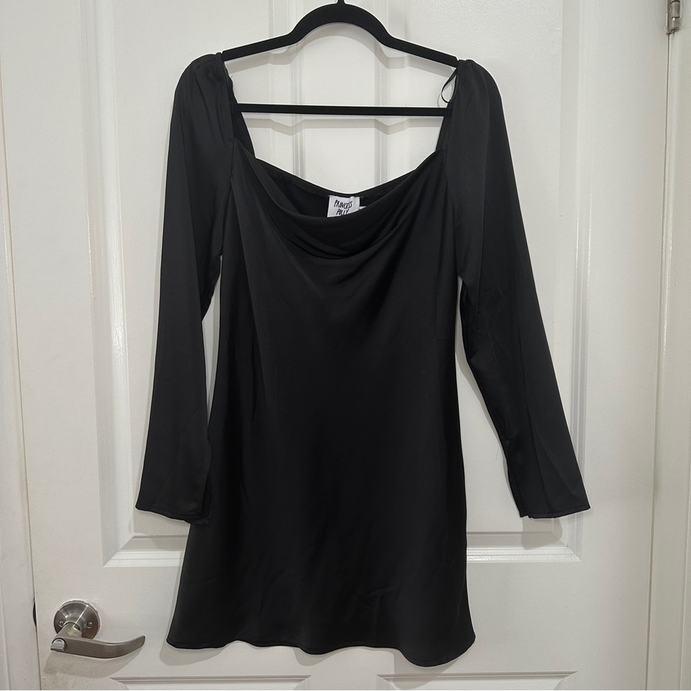 Princess Polly Satin Black Mini Dress